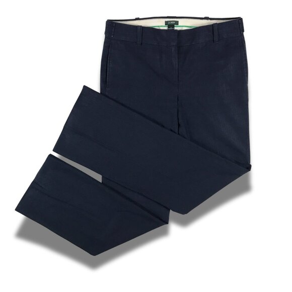 J.CREW Navy Denim-like Full Leg Striped Trousers Size 4 - Picture 1 of 6